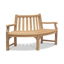 Teak Tree Seat Quarter Bench with Arms - 1.55m
