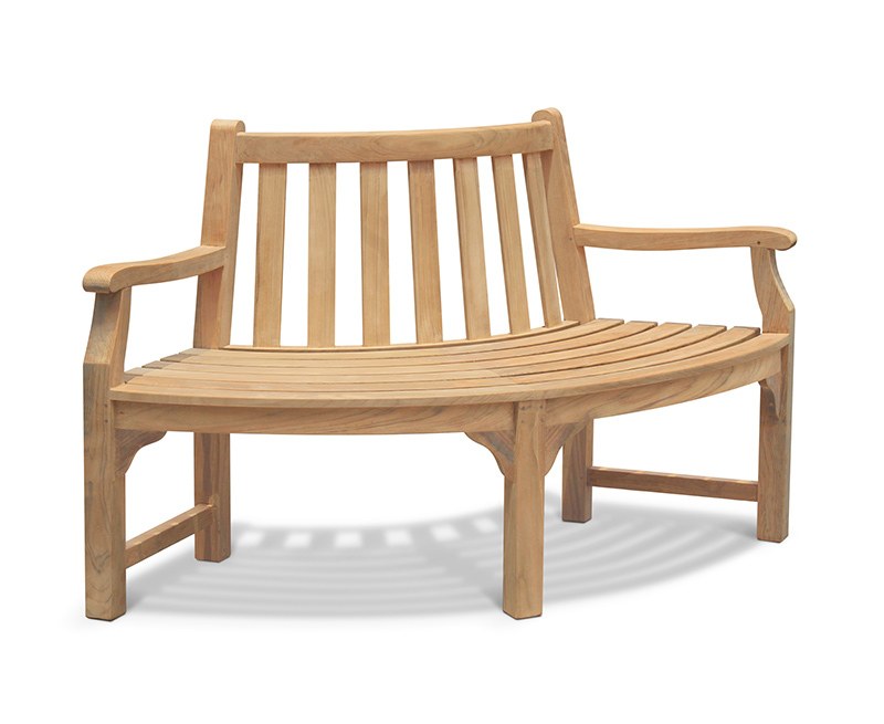 Teak Tree Seat Quarter Bench With Arms, Armed Bench Furniture