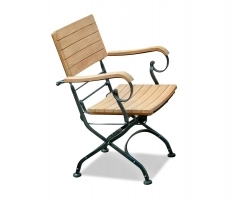 Classic Bistro Chair, Folding Armchair, Teak, Black