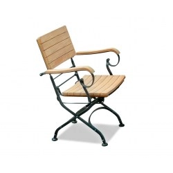 Classic Bistro Chair, Folding Armchair, Teak, Black