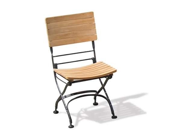 Classic Bistro Chair, Folding Side Chair, Teak, Black