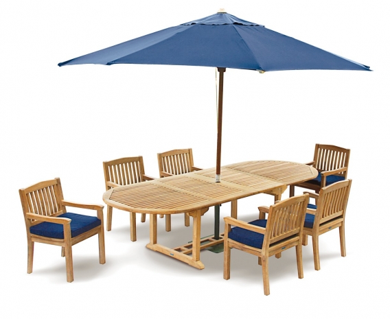 Brompton 6 Seater Extending Table 2-3m & Hilgrove Armchairs