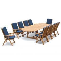 Brompton Extending 2 - 3m Table & 10 Bali Recliner Chairs