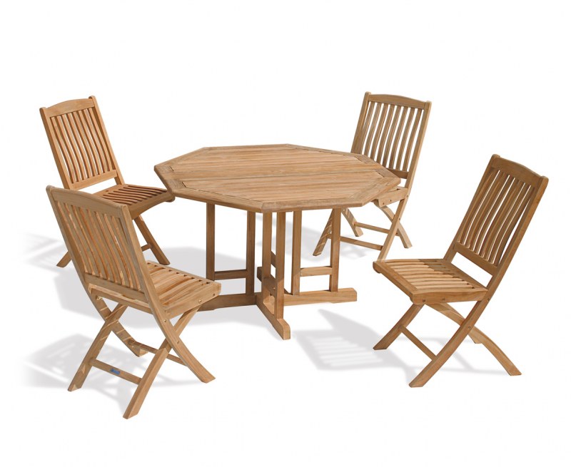 Berrington Octagonal Gateleg Table & 4 Bali Chairs, Teak Dining Set