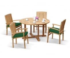 Canfield Round 1.3m Table & 4 Bali Stacking Chairs