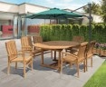 Brompton Extending 1.2 - 1.8m Table & 6 Bali Stacking Chairs Teak Set