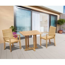 Canfield 2 Seater Square Garden Table 0.8m with St. Tropez Stacking Chairs