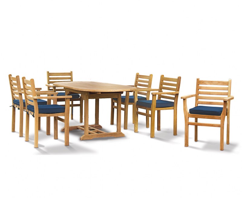 Brompton Bijou Extending 1.2 - 1.8m Table & 6 Yale Stacking Chairs Set