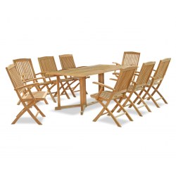 Shelley 1.8m Table with 8 Bali Folding Armchairs