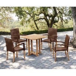 Canfield 4 Seater Square Table 0.8m with St. Tropez Stacking Chairs