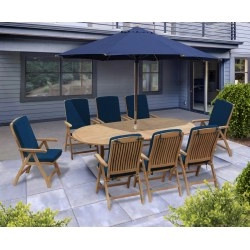Brompton Extending 1.8 - 2.4m Table & 8 Bali Recliner Chairs