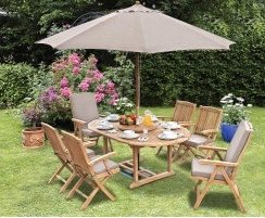 Brompton Extending 1.2 - 1.8m Table, 2 Bali Recliners & 4 Armchairs