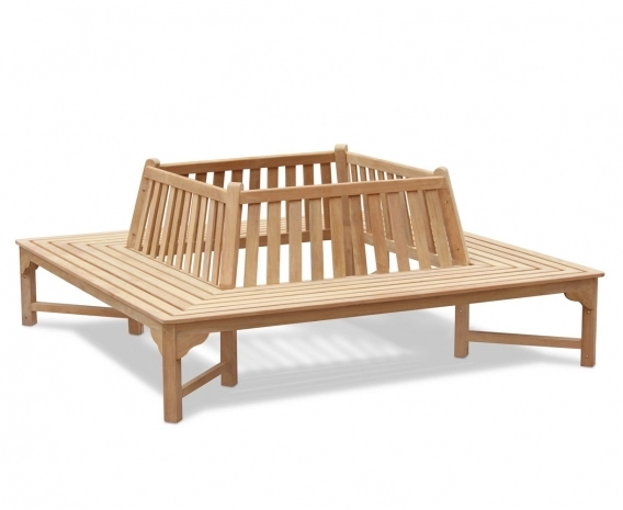 Teak Square Outdoor Tree Bench – 2.2m