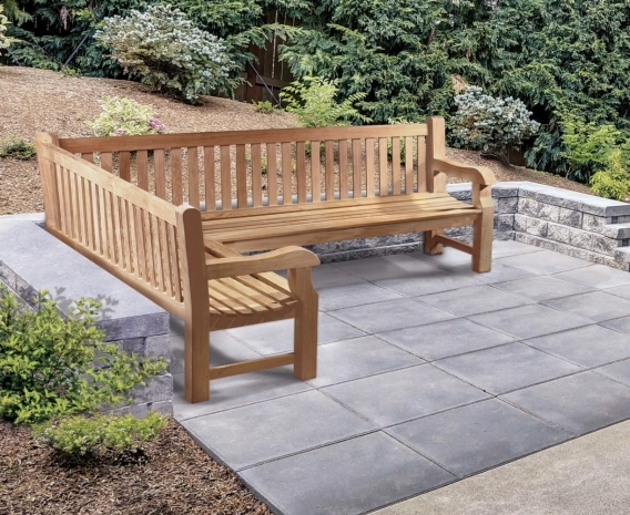 L shaped wooden garden bench sale
