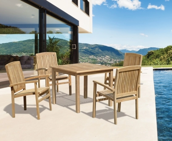 Sandringham 4 Seater Garden Table and Stackable Chairs Set