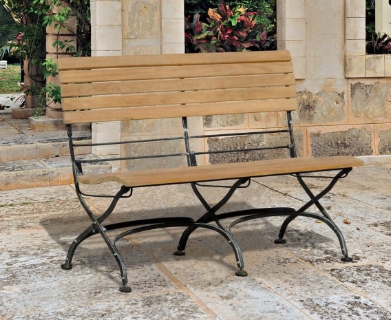 Folding Bistro Bench Teak Raven Black 1 2m