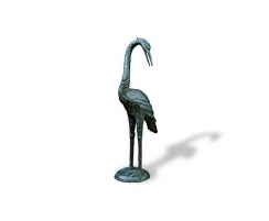 Medium Crane Brass Garden Ornament – Head Down