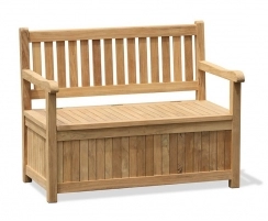 Windsor Teak Garden Storage Bench with Arms – 1.2m