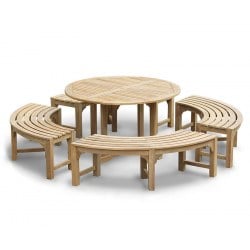 Canfield Teak Garden Table 1.3m and Backless Dining Benches Set