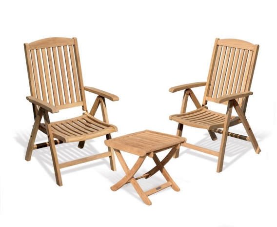 Cheltenham Reclining Garden Chairs Set With Footstool - Wooden Garden Furniture Sets With Reclining Chairs