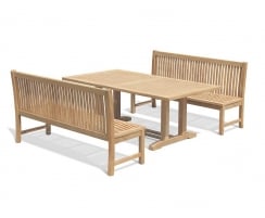 Cadogan 8 Seater Teak Pedestal Table 1.8m with Canterbury Dining Benches