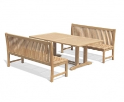 Cadogan 8 Seater Teak Pedestal Table 1.8m with Canterbury Dining Benches