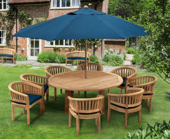 Round Table 1 8m Contemporary Chairs, Wooden Circular Garden Table And Chairs