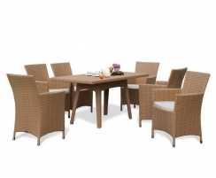 Riviera Rattan 6 Seater Patio Set with Rectangular Table 1.6m & Chairs