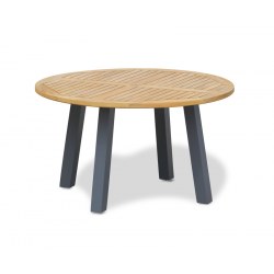 Disk Round Teak Garden Table with Steel Legs – 1.3m