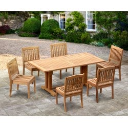 Cadogan Outdoor Pedestal Table 1.8m & 6 Hilgrove Stacking Chairs
