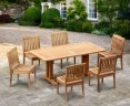 Cadogan Outdoor Pedestal Table 1.8m & 6 Hilgrove Stacking Chairs