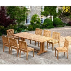 Cadogan Outdoor Pedestal Table 2.25m & 8 Hilgrove Stacking Chairs