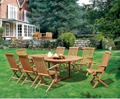 Brompton 1.1 x 1.8 - 2.4m Table & 8 Ashdown Folding Armchairs