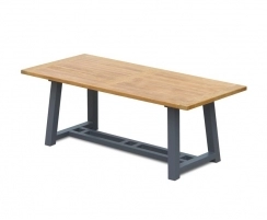 Bridgewater Teak Garden Trestle Table, Rectangular with Steel Legs – 2m