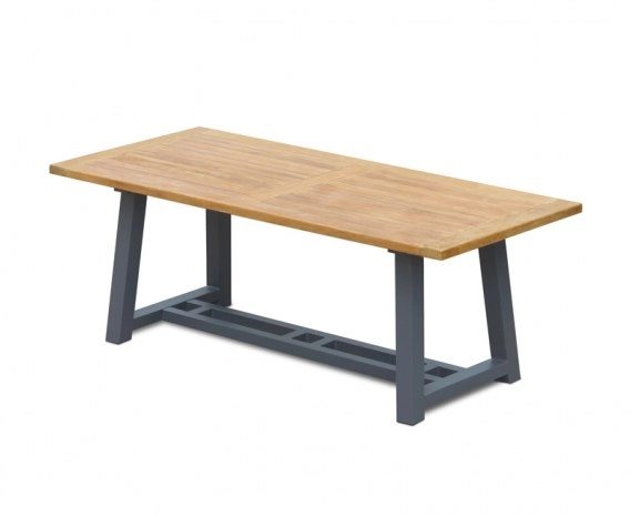 Bridgewater Teak Garden Trestle Table, Rectangular with Steel Legs – 2m