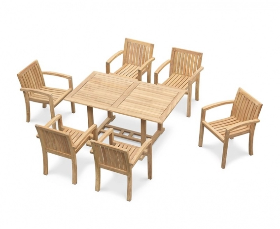 Hilgrove Rectangular 1.5m Table & 6 Monaco Stacking Chairs