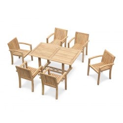 Hilgrove Rectangular 1.5m Table & 6 Monaco Stacking Chairs