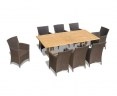 Cadogan Teak Pedestal Table 2.25m & 8 Riviera Rattan Armchairs, flat weave