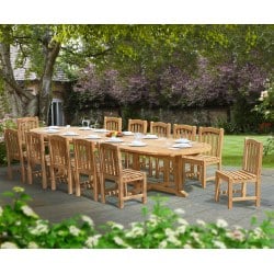 Large Teak Dining Set with Hilgrove Oval 4m Table & 12 Side Chairs