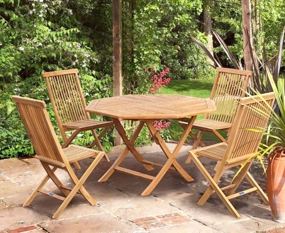 Suffolk Folding Octagonal Table 1 2m, Folding Garden Chairs And Table Set