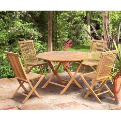Suffolk Folding Octagonal Table 1.2m with 4 Ashdown Dining Chairs