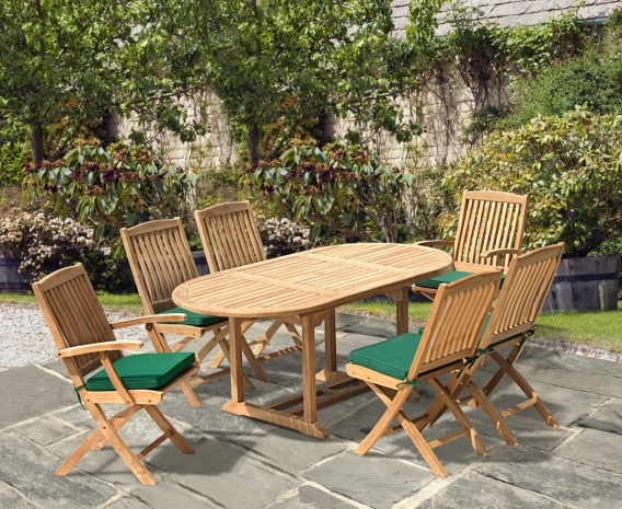 Brompton Bijou Extending 1.2 - 1.8m Table + 2 Bali Folding Armchairs & 4 Bali Folding Chairs