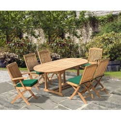 Brompton Bijou Extending 1.2 - 1.8m Table + 2 Bali Folding Armchairs & 4 Bali Folding Chairs