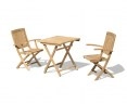Rimini Teak Folding Dining Set with Square 0.7m Table & 2 Armchairs
