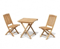 Rimini 2 Seater Teak Folding Set with Square Table and Side Chairs