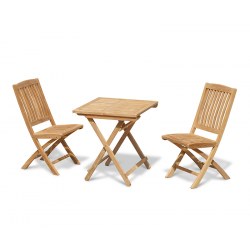 Rimini 2 Seater Teak Folding Set with Square Table and Side Chairs