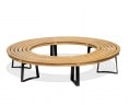 Teak Backless Circular Tree Bench with Metal Legs - 2.2m