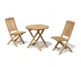 Suffolk Teak Round Folding Table 0.8m and 2 Bali Side Chairs Set