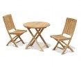 Suffolk Teak Round Folding Table 0.8m and 2 Rimini Side Chairs Set