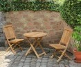 Suffolk Teak Round Folding Table 0.8m and 2 Bali Side Chairs Set